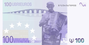Uno de los billetes de los ubrieuros, homenajeando a la figura del Chiriguay
